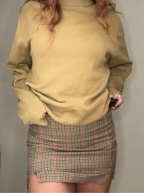 Women’s Brown Plaid Mini Skirt - Classic Check Print Brandy Melville